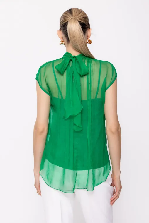 Bluză Caramel mătase naturală verde deschis B4428 thumbnail picture - 