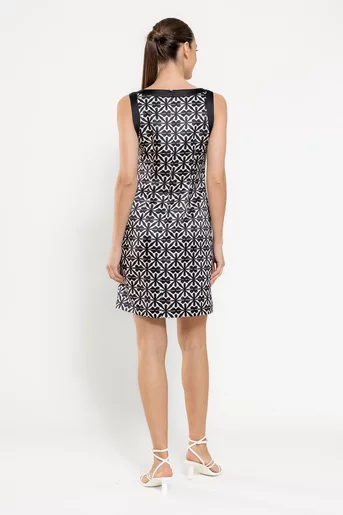 Rochie Caramel A line alb-negru R8530