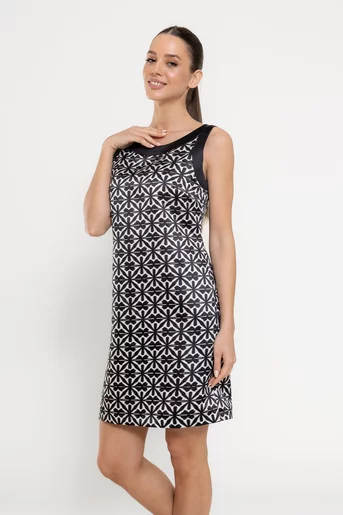 Rochie Caramel A line alb-negru R8530