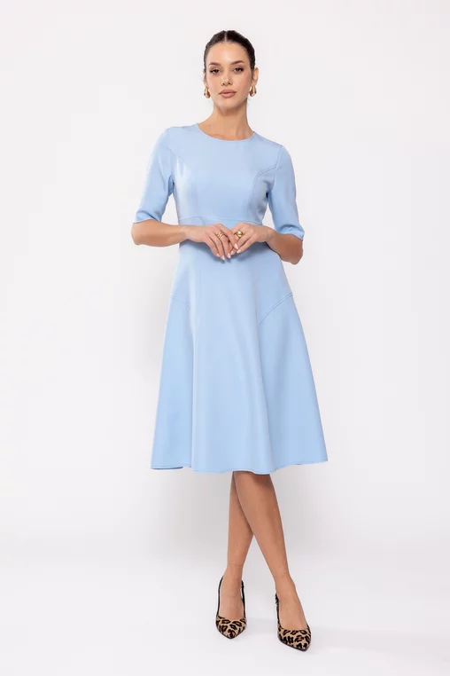 Rochie Caramel cu bandă în talie bleu R8511 picture - 2