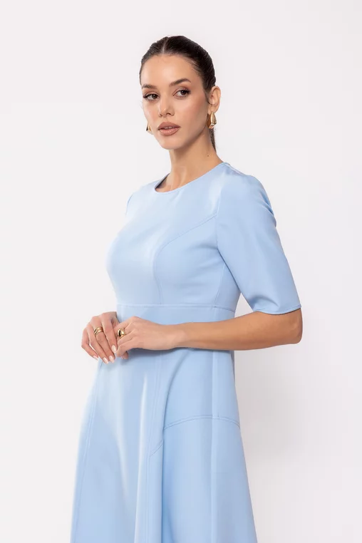 Rochie Caramel cu bandă în talie bleu R8511 picture - 6
