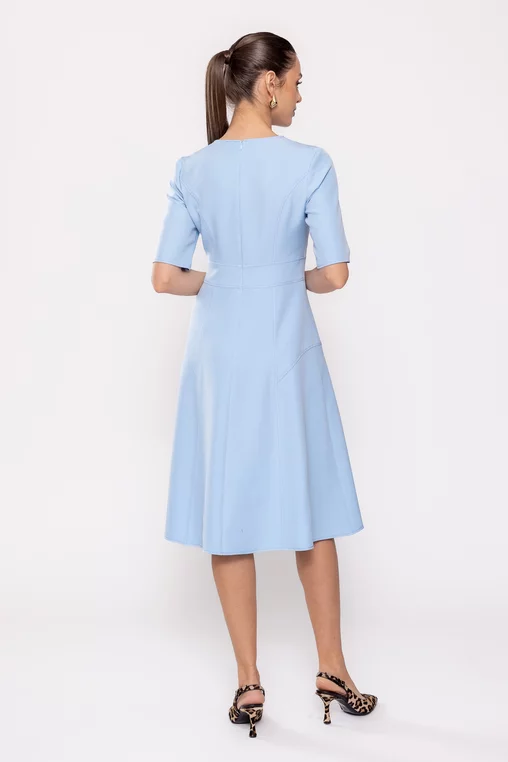 Rochie Caramel cu bandă în talie bleu R8511 picture - 3