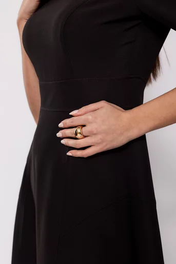 Rochie Caramel cu bandă în talie neagră R8511