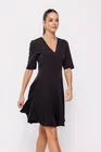 Rochie Caramel cu decolteu în v neagră R8510 thumbnail picture - 