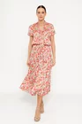 Rochie Caramel cu eșarfă imprimeu floral multicolor R8518 thumbnail picture - 