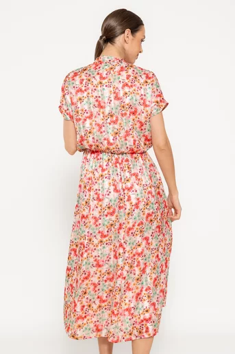 Rochie Caramel cu eșarfă imprimeu floral multicolor R8518