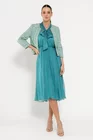 Rochie Caramel cu fundă  mătase naturală turcoaz R8524 thumbnail picture - 