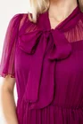 Rochie Caramel cu fundă  mătase naturală wine R8524 thumbnail picture - 