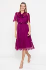 Rochie Caramel cu fundă  mătase naturală wine R8524 thumbnail picture - 