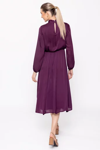 Rochie Caramel cu guler răsucit burgundy R8505