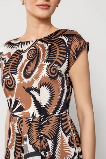 Rochie Caramel cu umăr căzut maro R8513