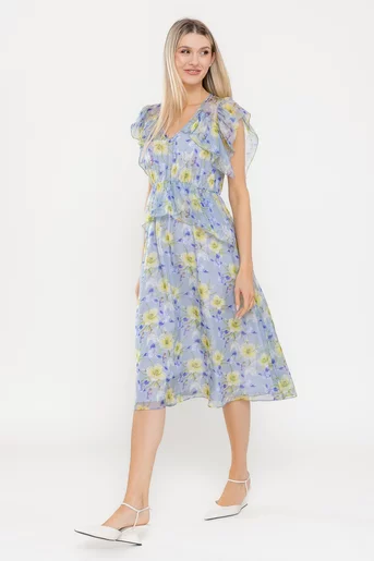 Rochie Caramel cu volane bleu R8541