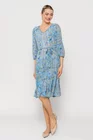 Rochie Caramel cu volane și cordon albastră R8514 thumbnail picture - 