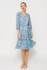 Rochie Caramel cu volane și cordon albastră R8514 thumbnail picture - 
