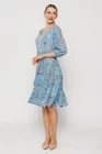 Rochie Caramel cu volane și cordon albastră R8514 thumbnail picture - 