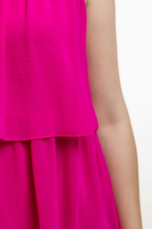 Rochie Caramel cu volane suprapuse fucsia R8431 picture - 4
