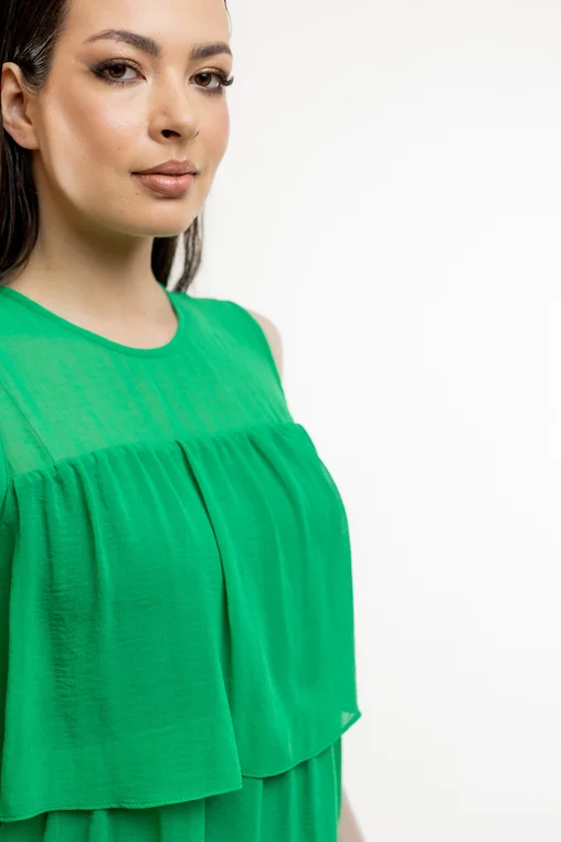 Rochie Caramel cu volane suprapuse verde R8431 picture - 6
