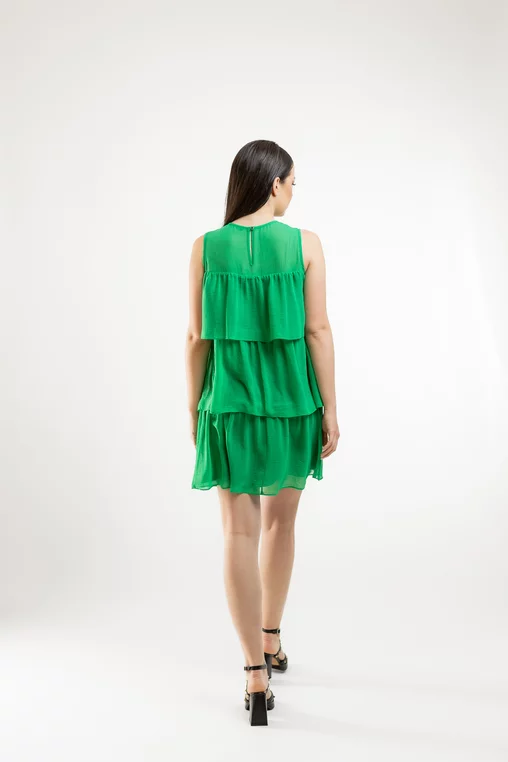 Rochie Caramel cu volane suprapuse verde R8431 picture - 5