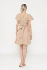 Rochie Caramel din in cu cordon și volane bej R8543 thumbnail picture - 