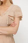 Rochie Caramel din in cu cordon și volane bej R8543 thumbnail picture - 