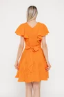 Rochie Caramel din in cu cordon și volane orange R8543 thumbnail picture - 