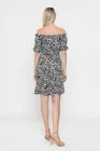 Rochie Caramel din in imprimeu zebră alb-negru R8548 thumbnail picture - 