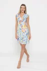 Rochie Caramel din in imprrimeu floral bleu R8542 thumbnail picture - 