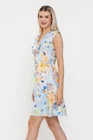 Rochie Caramel din in imprrimeu floral bleu R8542 thumbnail picture - 
