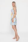 Rochie Caramel din in imprrimeu floral bleu R8542 thumbnail picture - 