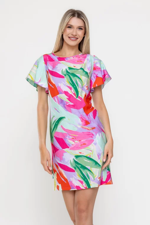 Rochie Caramel din vâscoză lila R8538 picture - 1