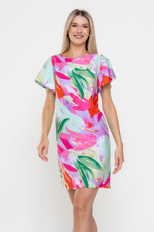 Rochie Caramel din vâscoză lila R8538 picture - 4