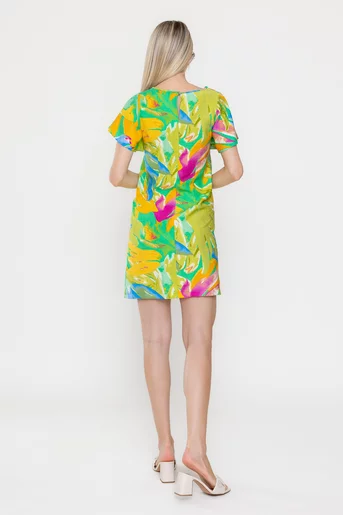Rochie Caramel din vâscoză verde R8538