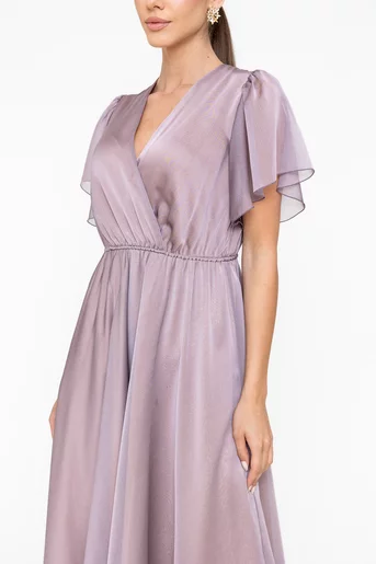 Rochie Caramel elegantă cu decolteu petrecut old pink R8553