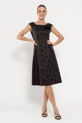 Rochie Caramel elegantă cu floare maro R8534