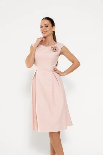 Rochie Caramel elegantă cu floare roz R8534