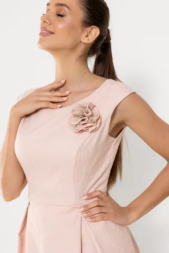 Rochie Caramel elegantă cu floare roz R8534