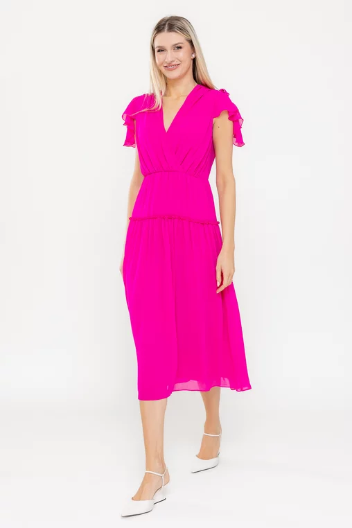 Rochie Caramel elegantă din voal fucsia R8540 picture - 4