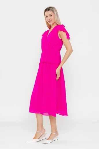 Rochie Caramel elegantă din voal fucsia R8540