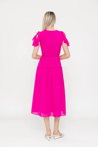 Rochie Caramel elegantă din voal fucsia R8540