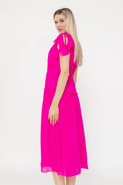 Rochie Caramel elegantă din voal fucsia R8540 picture - 5