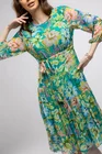 Rochie  Caramel eleganta din voal imprimeu floral turcoaz R8411 thumbnail picture - 