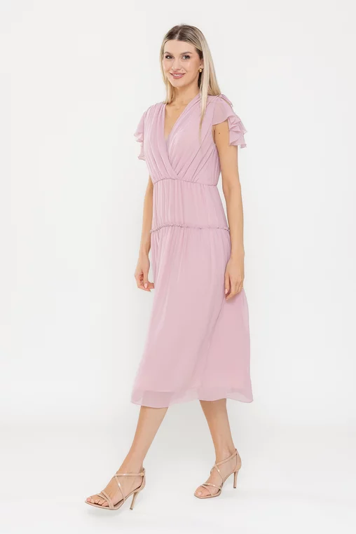 Rochie Caramel elegantă din voal roz pudră R8540 picture - 5