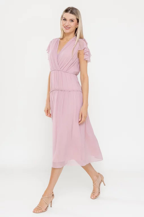 Rochie Caramel elegantă din voal roz pudră R8540 picture - 6
