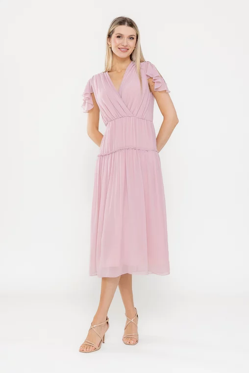 Rochie Caramel elegantă din voal roz pudră R8540 picture - 1