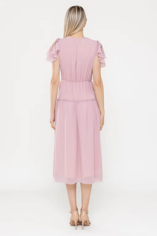 Rochie Caramel elegantă din voal roz pudră R8540 picture - 2