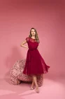 Rochie Caramel elegantă mătase naturală burgundy R8516 thumbnail picture - 
