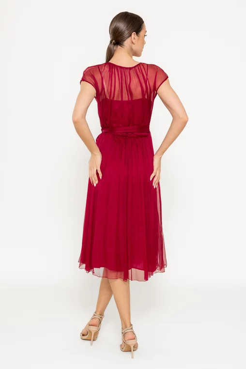 Rochie Caramel elegantă mătase naturală burgundy R8516 picture - 2