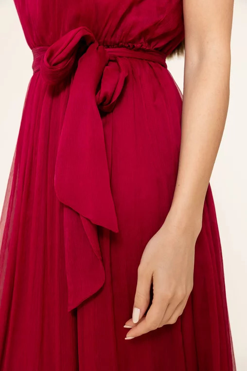 Rochie Caramel elegantă mătase naturală burgundy R8516 picture - 3