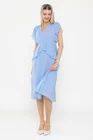Rochie Caramel elegantă mătase naturală cu volan bleu  R8539 thumbnail picture - 