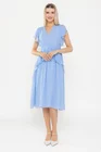 Rochie Caramel elegantă mătase naturală cu volan bleu  R8539 thumbnail picture - 